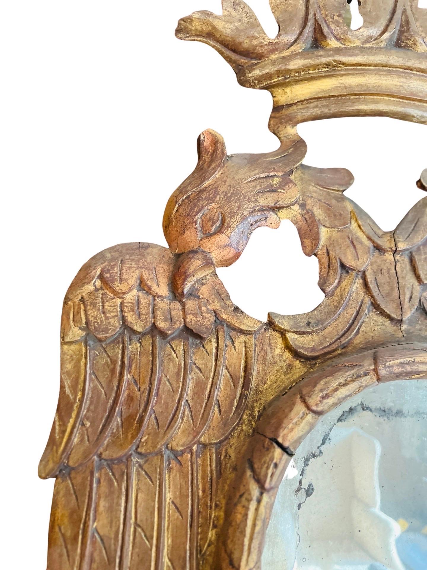 Italian Neoclassical Carved Giltwood Double Headed Eagle Mirror For Sale 2