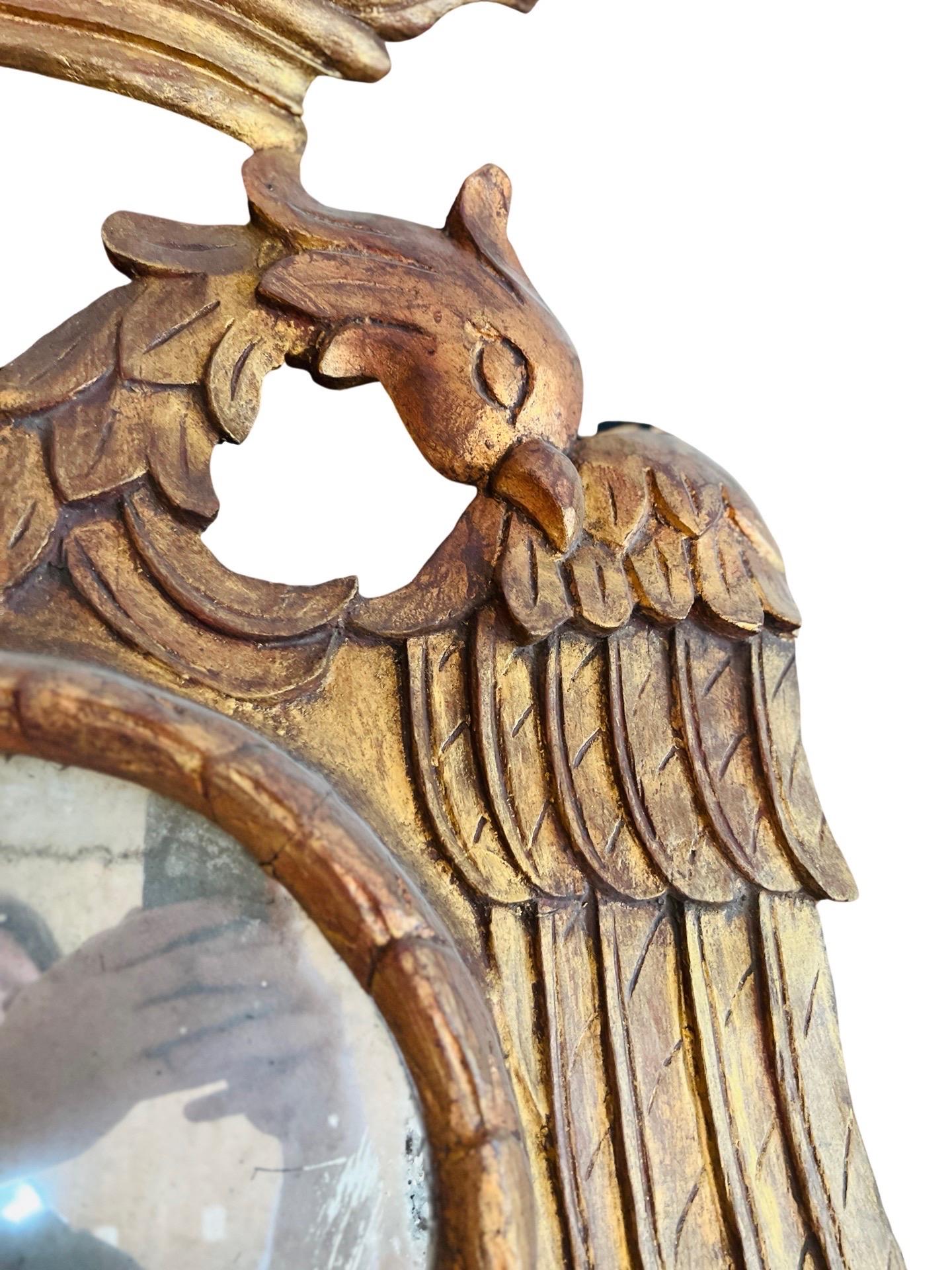 Italian Neoclassical Carved Giltwood Double Headed Eagle Mirror 4