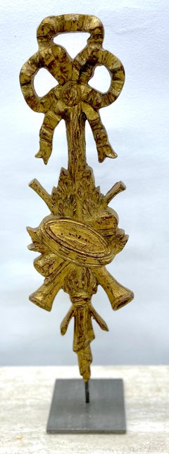 Italian Neoclassical Carved Giltwood Iron Mounted Applique/Trophy of Music