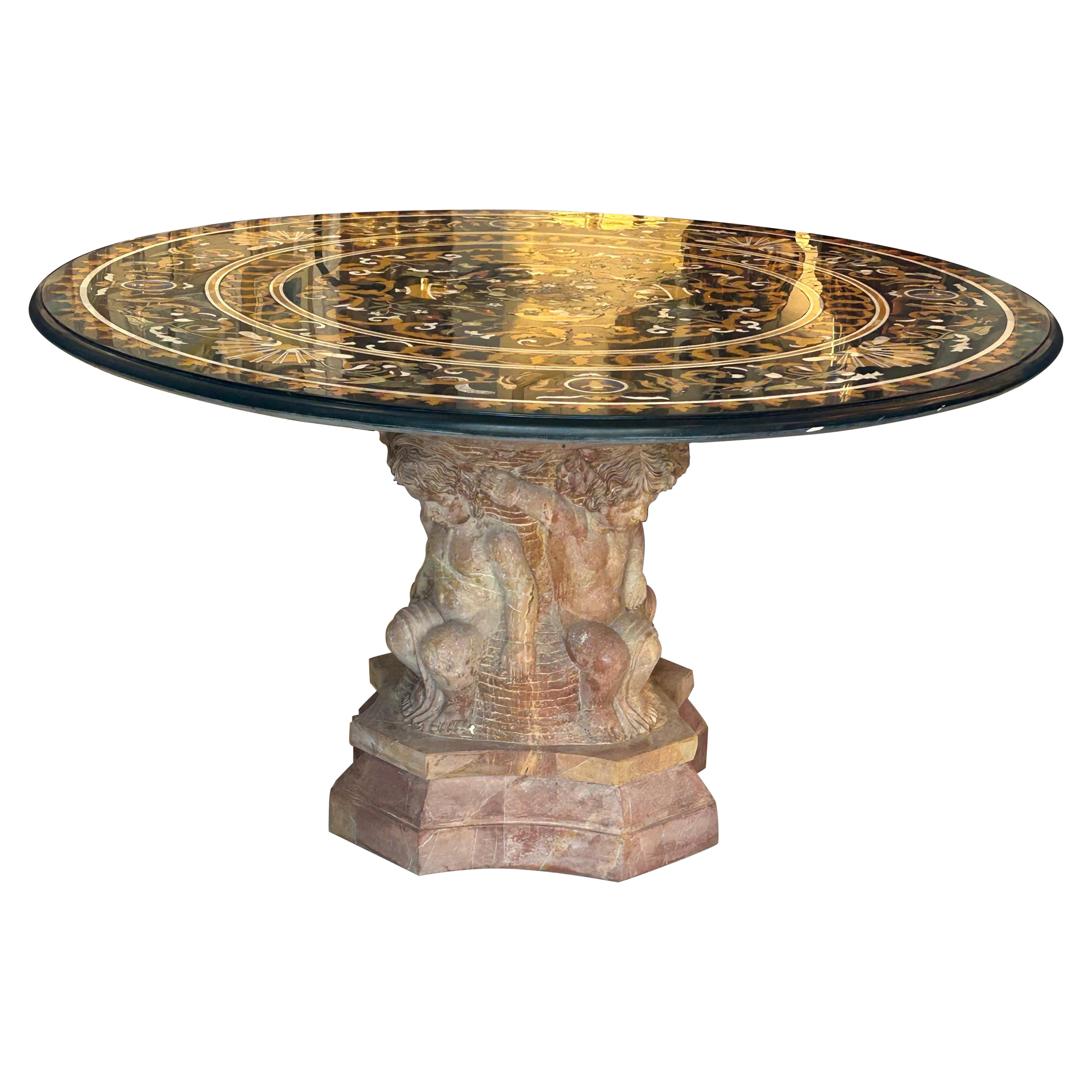 Italian Neoclassical Carved Marble Figural Table Base