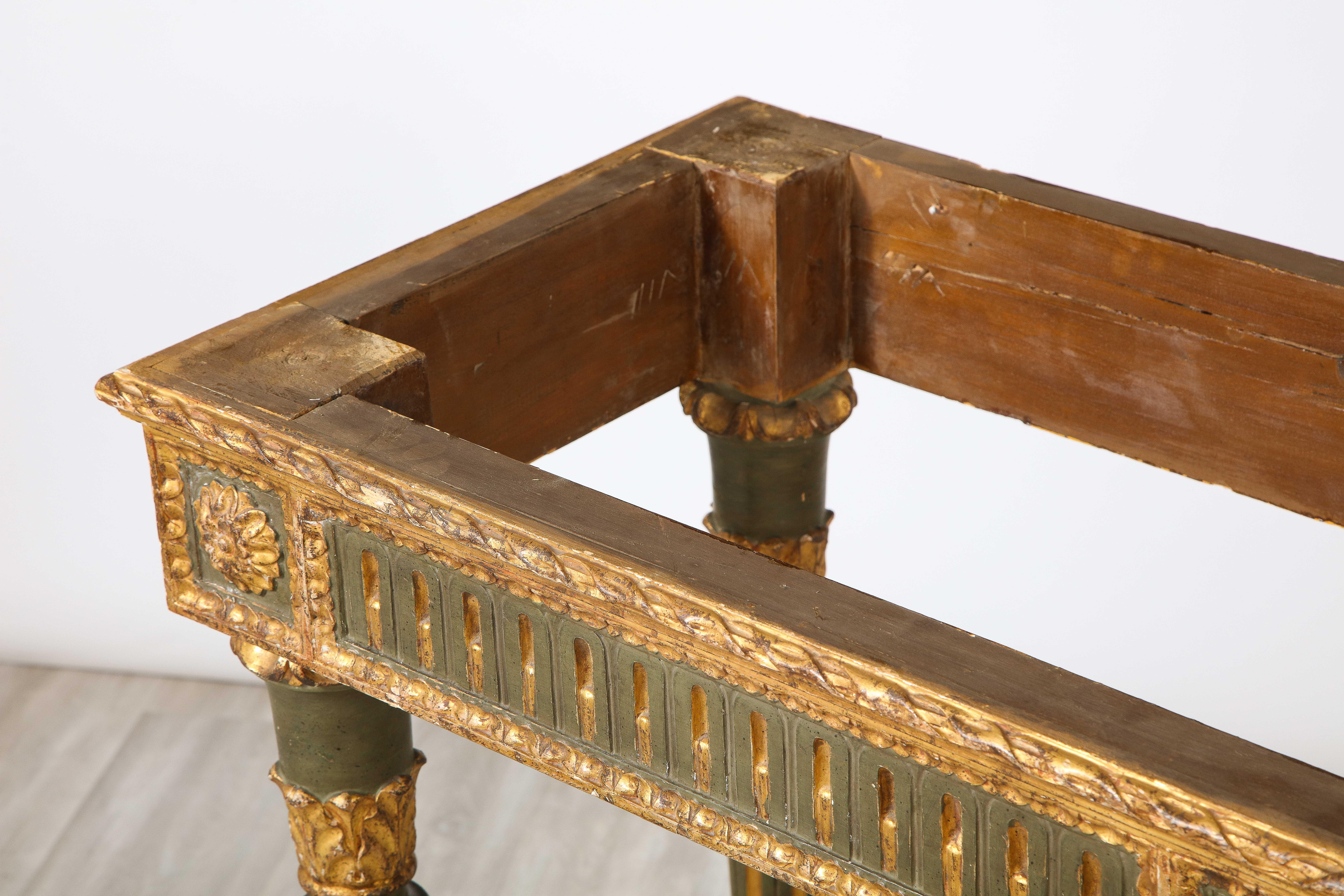 Italian Neoclassical Carved, Painted and Gilded Wood Console, Italy, circa 1790 For Sale 10