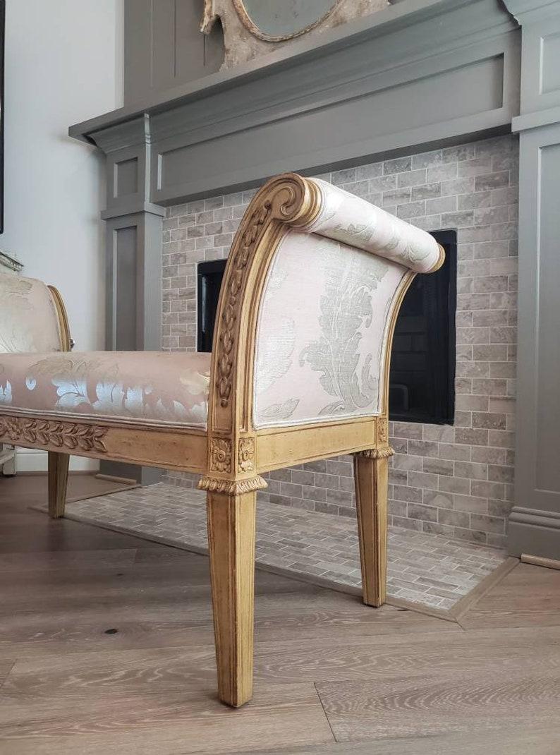 Gilt Italian Neoclassical Carved Upholstered Settee