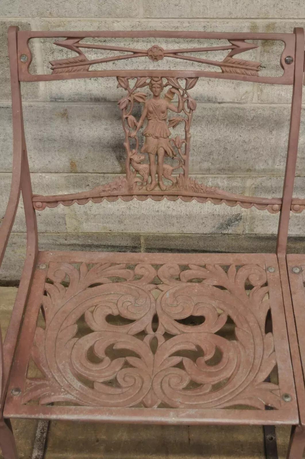Italienische neoklassizistische figurale Gartenbank aus Aluminiumguss, Molla zugeschrieben (Unbekannt) im Angebot