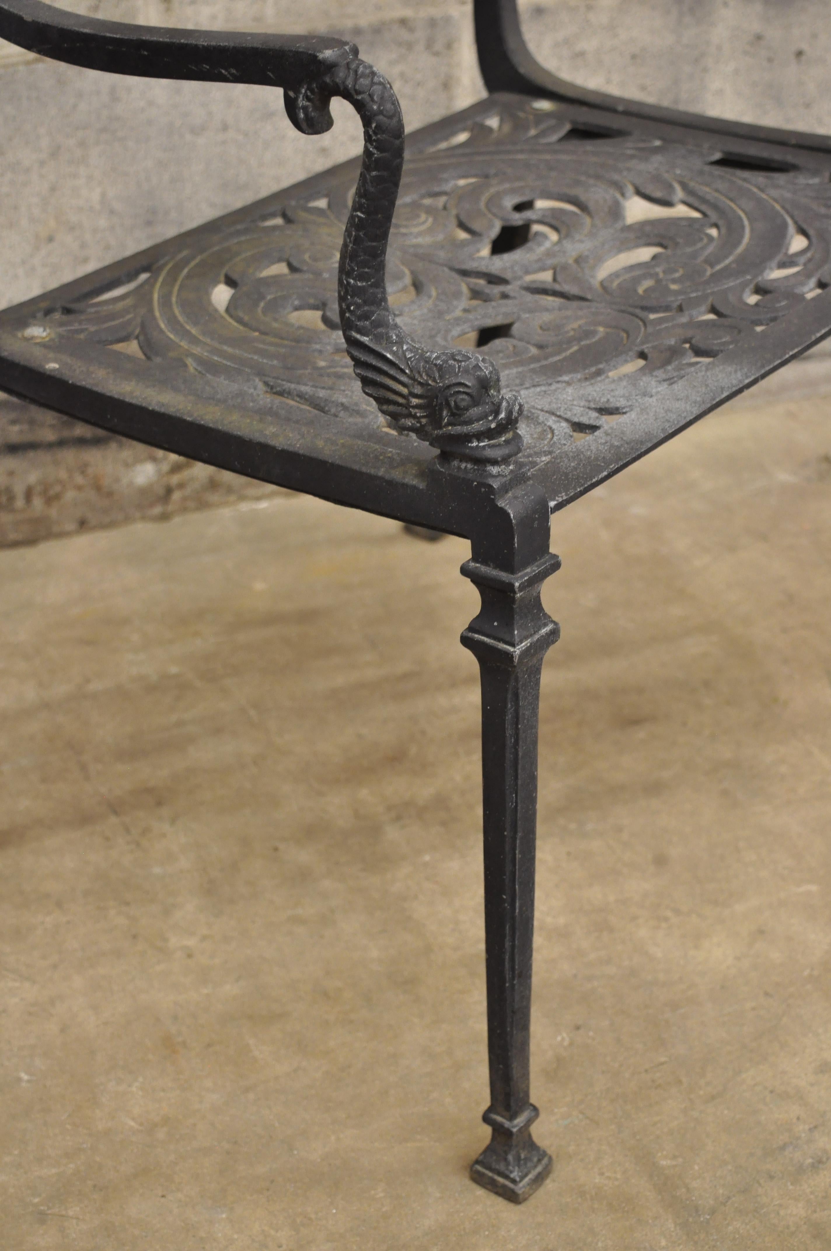 Italian Neoclassical Cast Aluminum Swan Garden Armchair Attributed to Molla 6