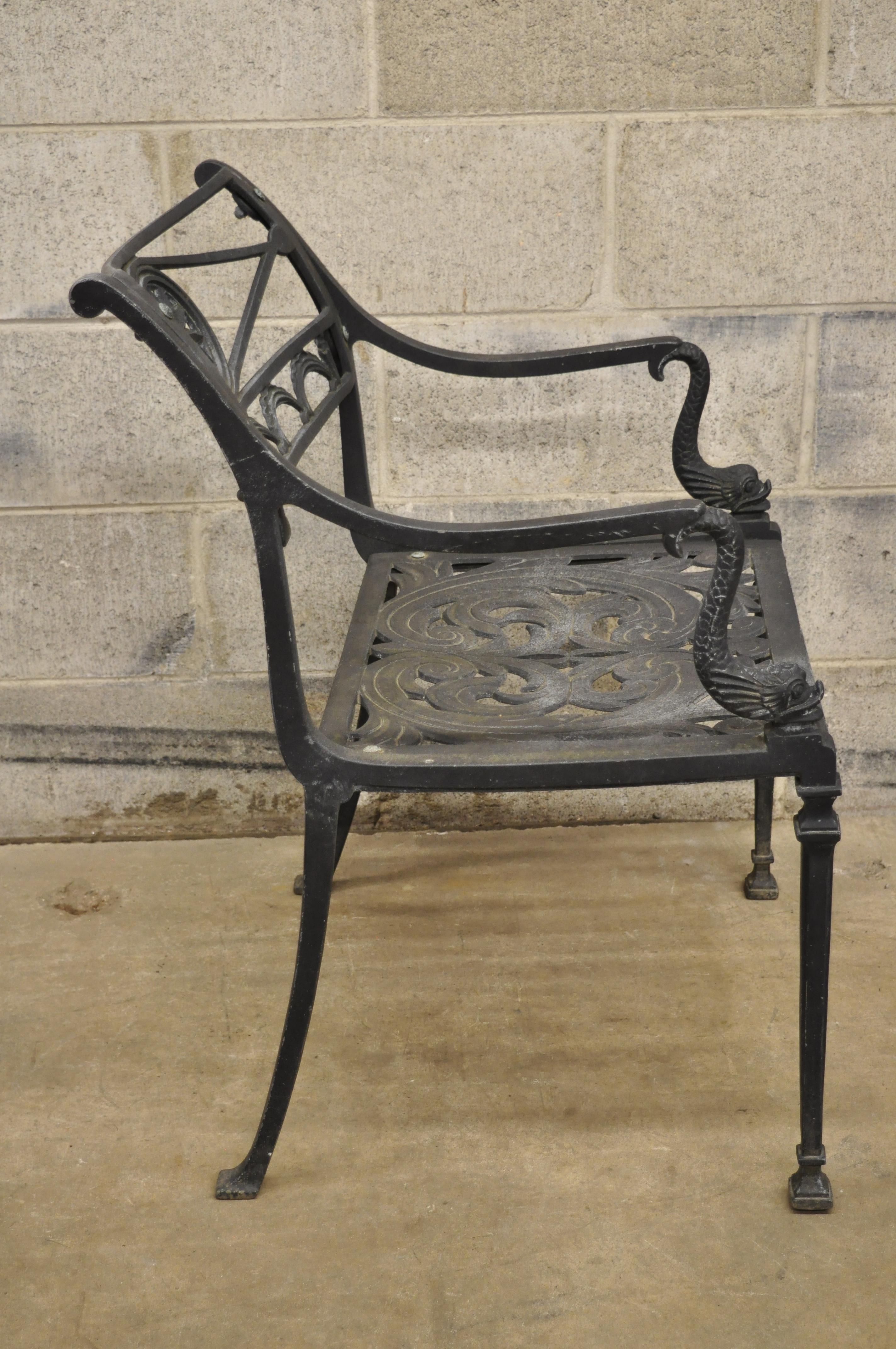 Italian Neoclassical Cast Aluminum Swan Garden Armchair Attributed to Molla 7