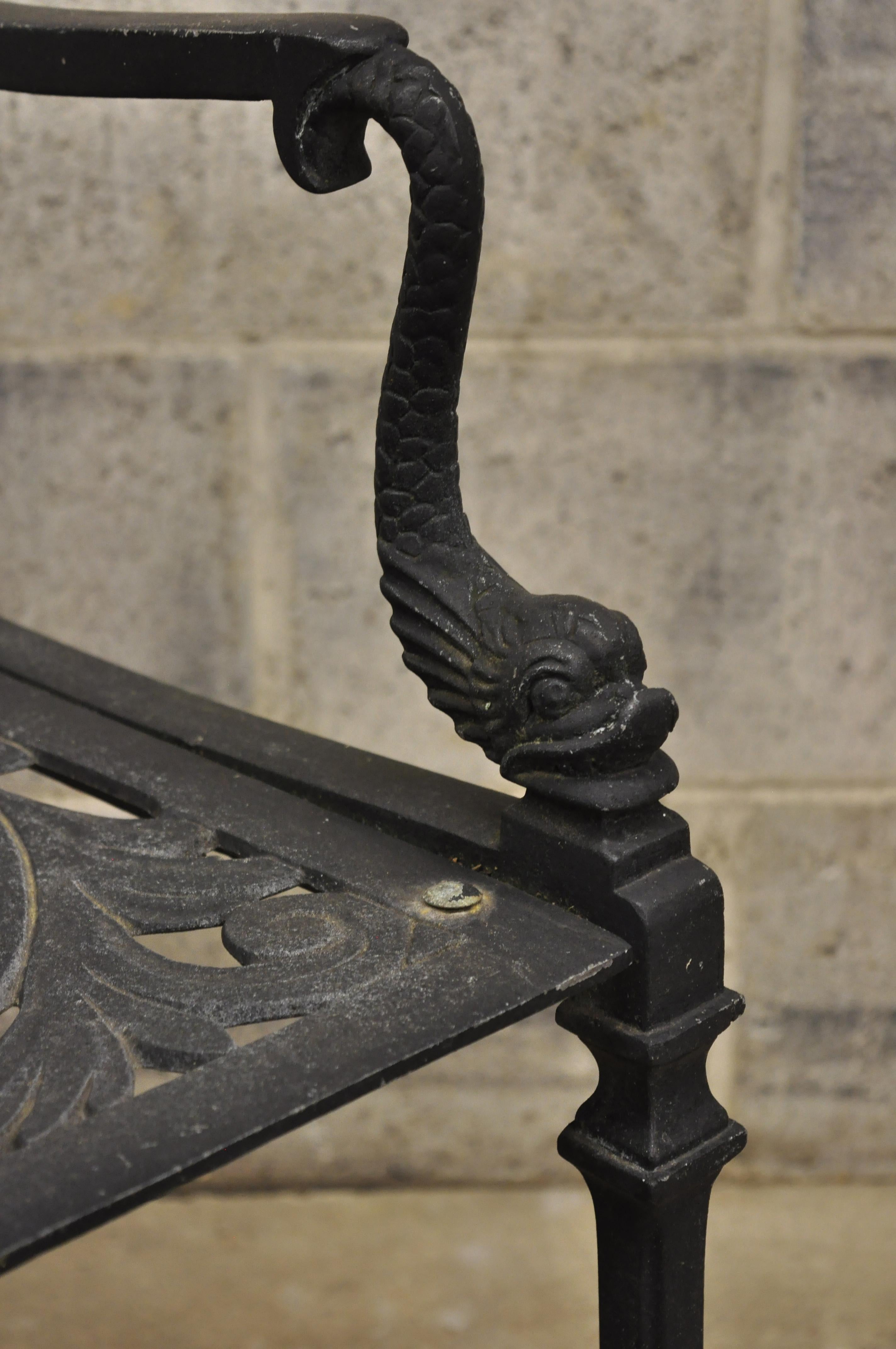 20th Century Italian Neoclassical Cast Aluminum Swan Garden Armchair Attributed to Molla