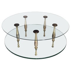Italian Neoclassical Cast Brass Pinecone Two-Tier Glass Coffee Table