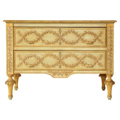 Italian Neoclassical Celadon Green and Parcel Gilt Commode