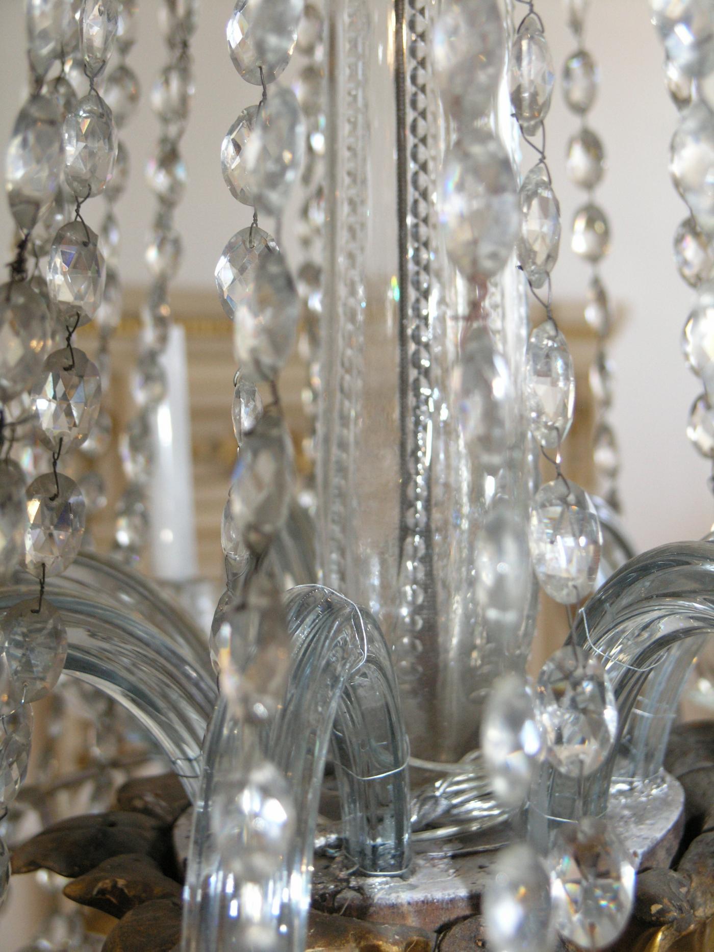 Crystal Italian Neoclassical Chandelier, 19th Century For Sale