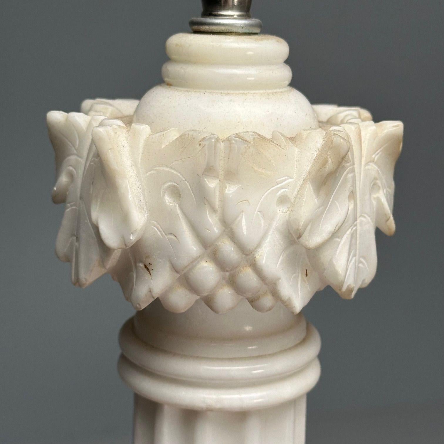 Italian Neoclassical, Column Motif Table Lamps, Marble, Italy, 1950s For Sale 5