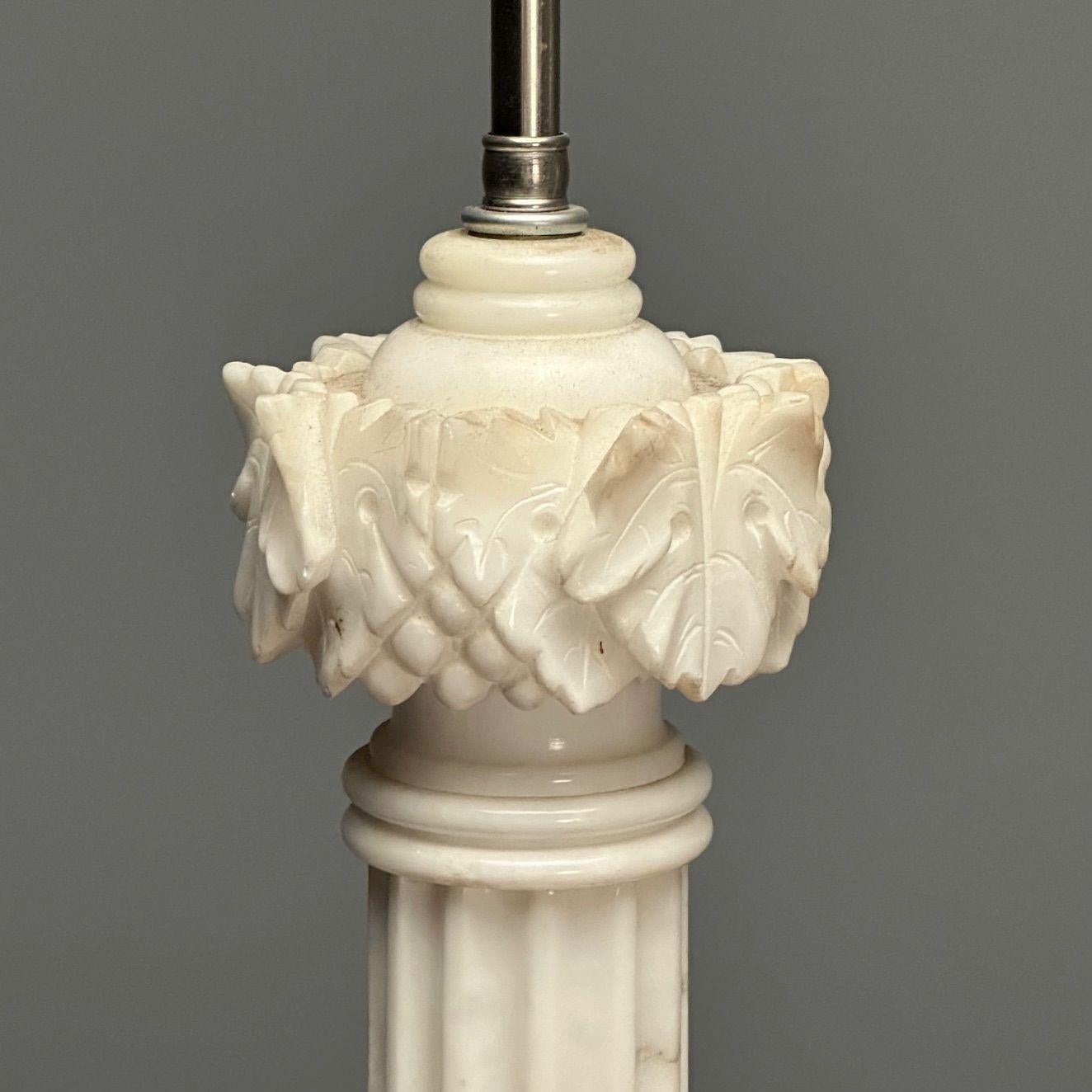 Lampes de table italiennes néoclassiques à motif de colonnes, marbre, Italie, années 1950 en vente 5