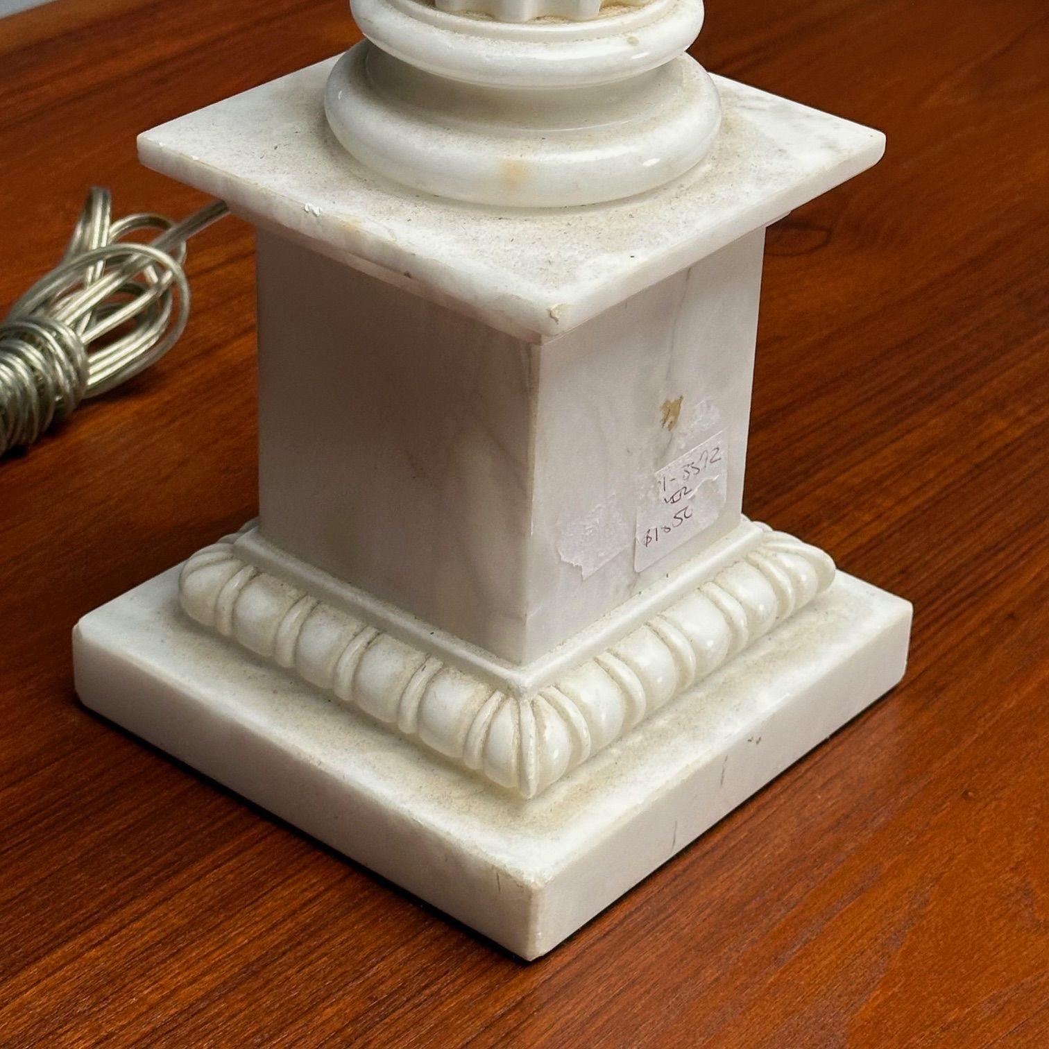 Lampes de table italiennes néoclassiques à motif de colonnes, marbre, Italie, années 1950 en vente 2