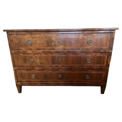 Italian Neoclassical Commode, Walnut Veneer, Hand-Crafted