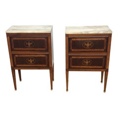 Italian Neoclassical Commode with Marble Top and Marquetry, 18th Century