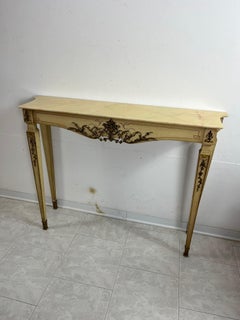 Italian Neoclassical Console in Lacquered Wood With Marble Top, 1930s