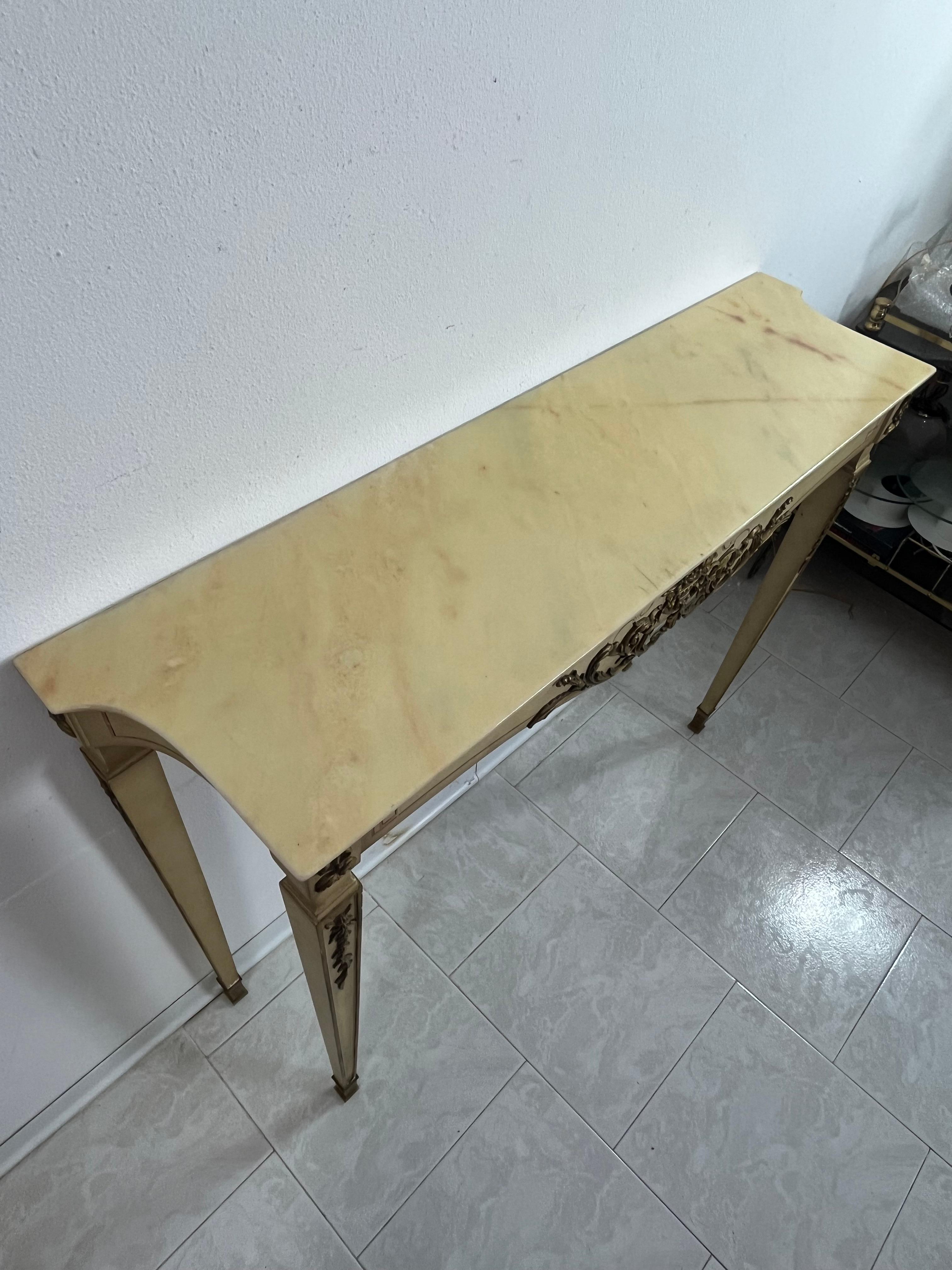 Italian Neoclassical Console in Lacquered Wood With Marble Top, 1930s For Sale 4
