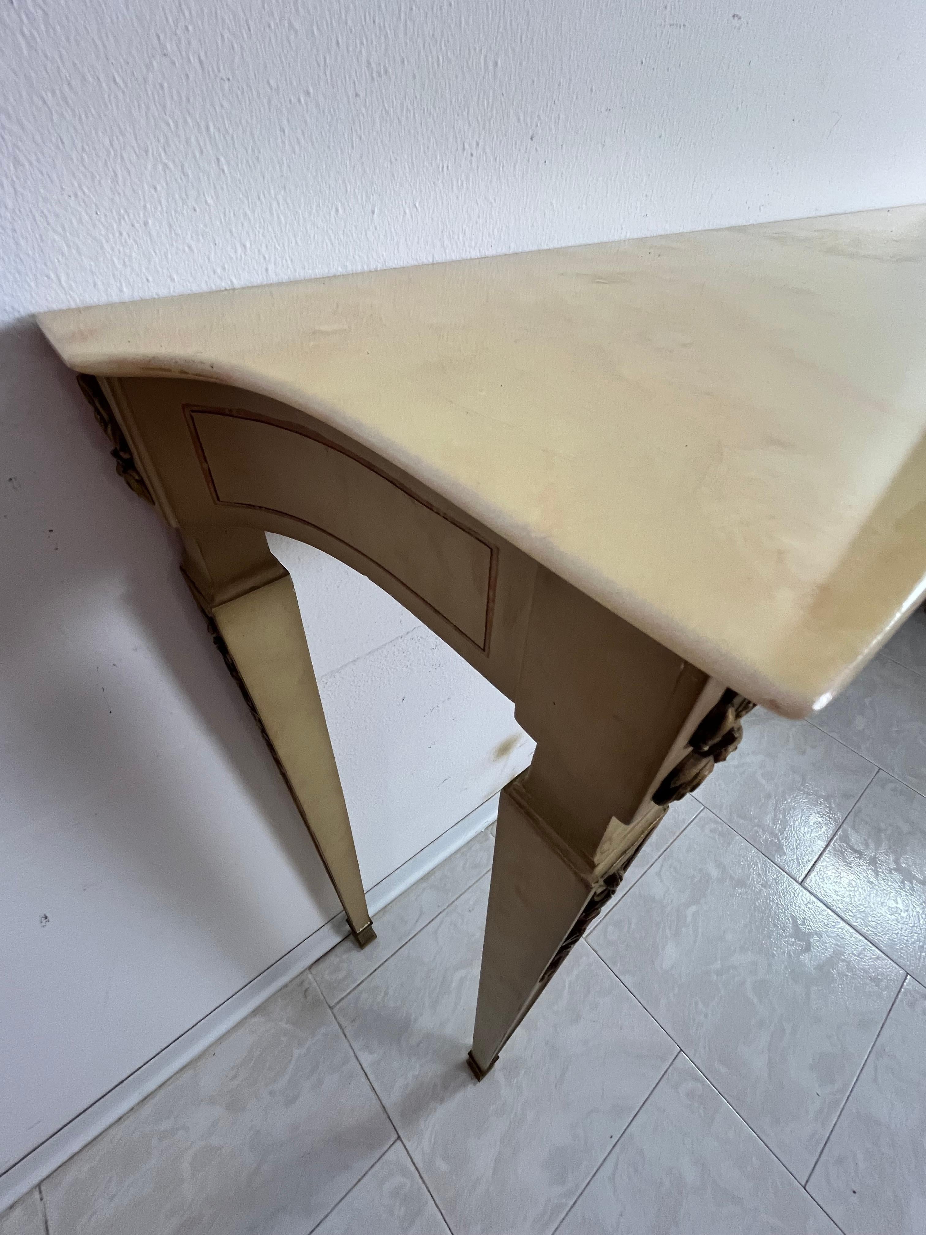 Italian Neoclassical Console in Lacquered Wood With Marble Top, 1930s For Sale 5