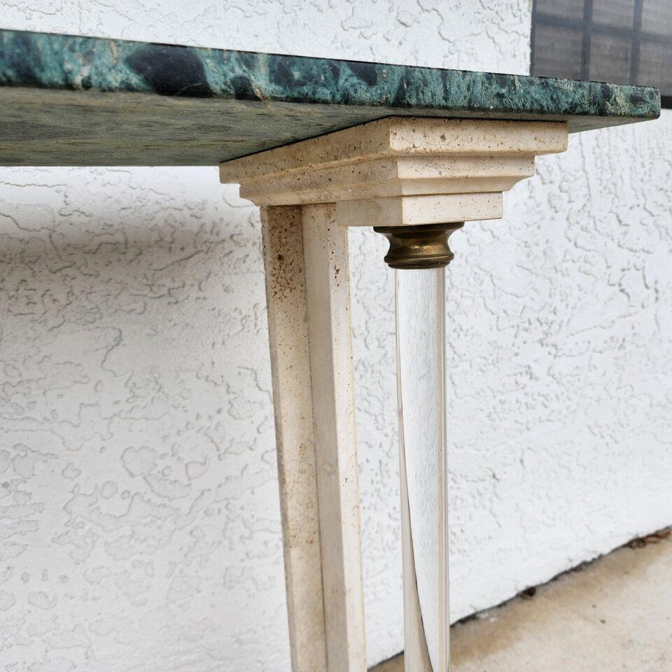 Italian Neoclassical Console Table Lucite Marble 1970s For Sale 8