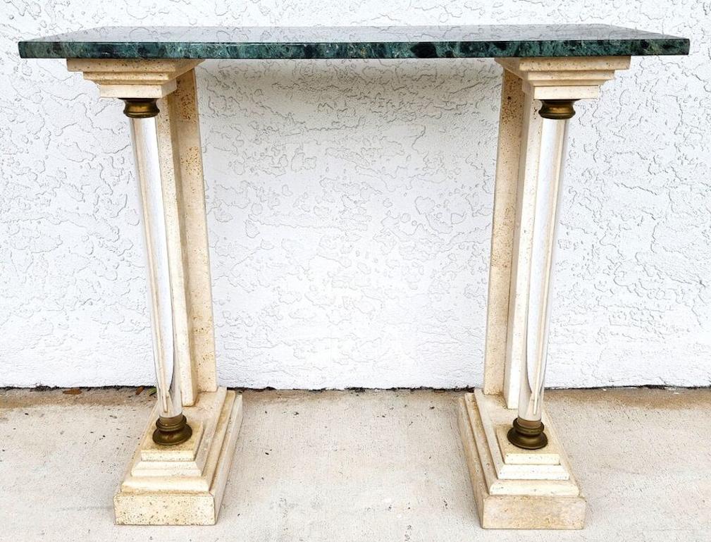 Late 20th Century Italian Neoclassical Console Table Lucite Marble 1970s For Sale