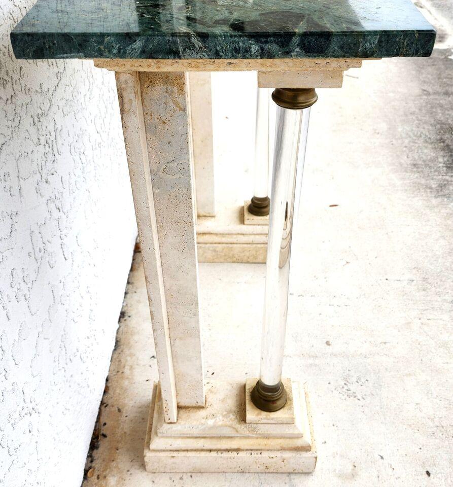Italian Neoclassical Console Table Lucite Marble 1970s For Sale 1