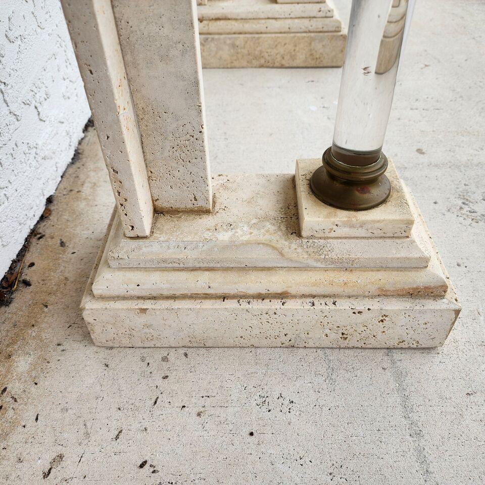 Italian Neoclassical Console Table Lucite Marble 1970s For Sale 2