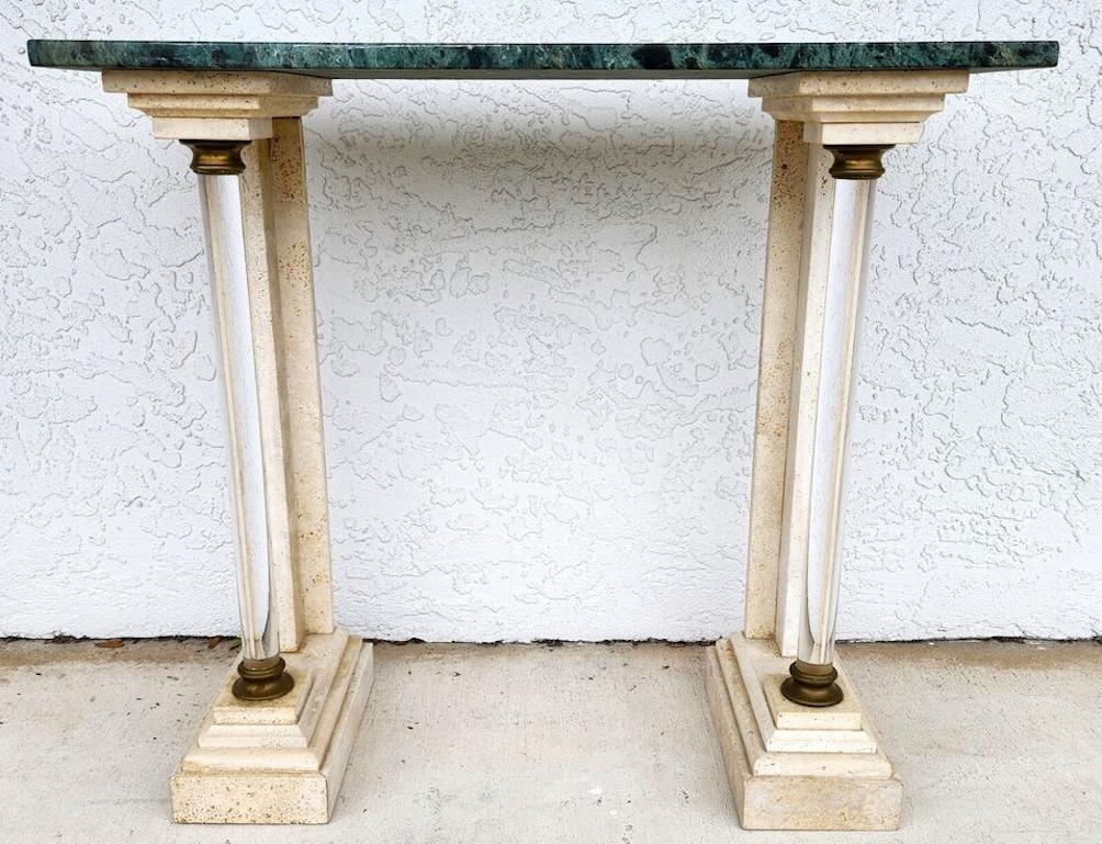 Italian Neoclassical Console Table Lucite Marble 1970s For Sale 4