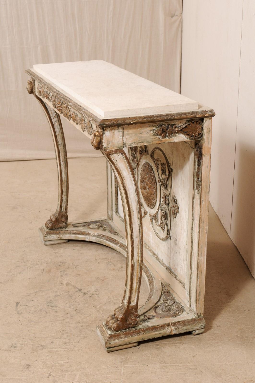 Italian Neoclassical Console Table with Parcel Gilt and Stone Top, circa 1830 3