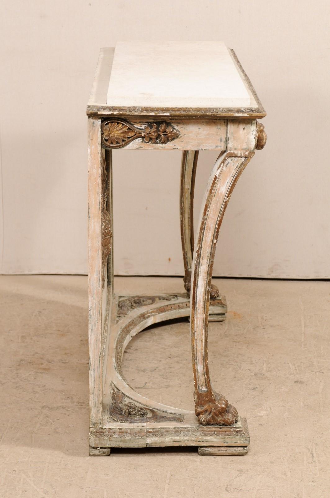 Italian Neoclassical Console Table with Parcel Gilt and Stone Top, circa 1830 1