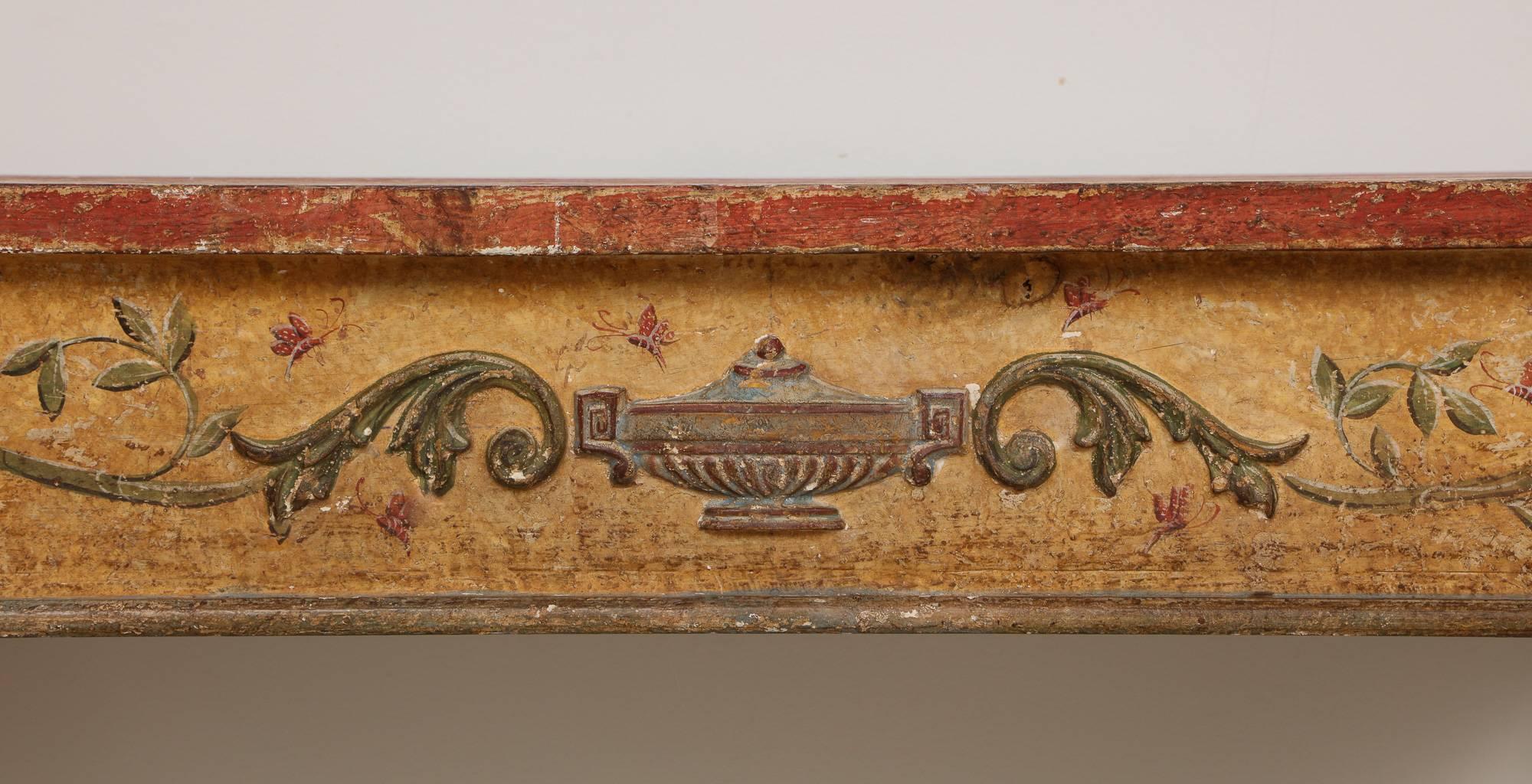 Hand-Painted Italian Neoclassical Consoles, a Pair, 19th Century, Origin: Italy