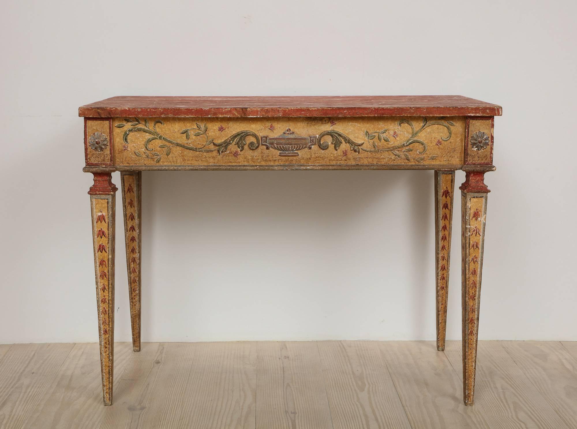 Paint Italian Neoclassical Consoles, a Pair, 19th Century, Origin: Italy