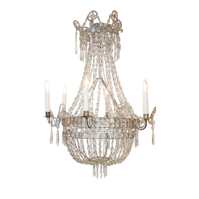 Italian Neoclassical Crystal Chandelier For Sale 5