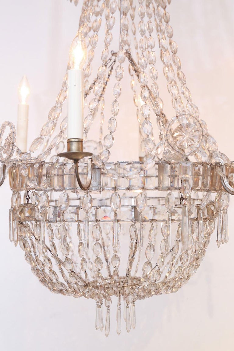 Empire Italian Neoclassical Crystal Chandelier For Sale