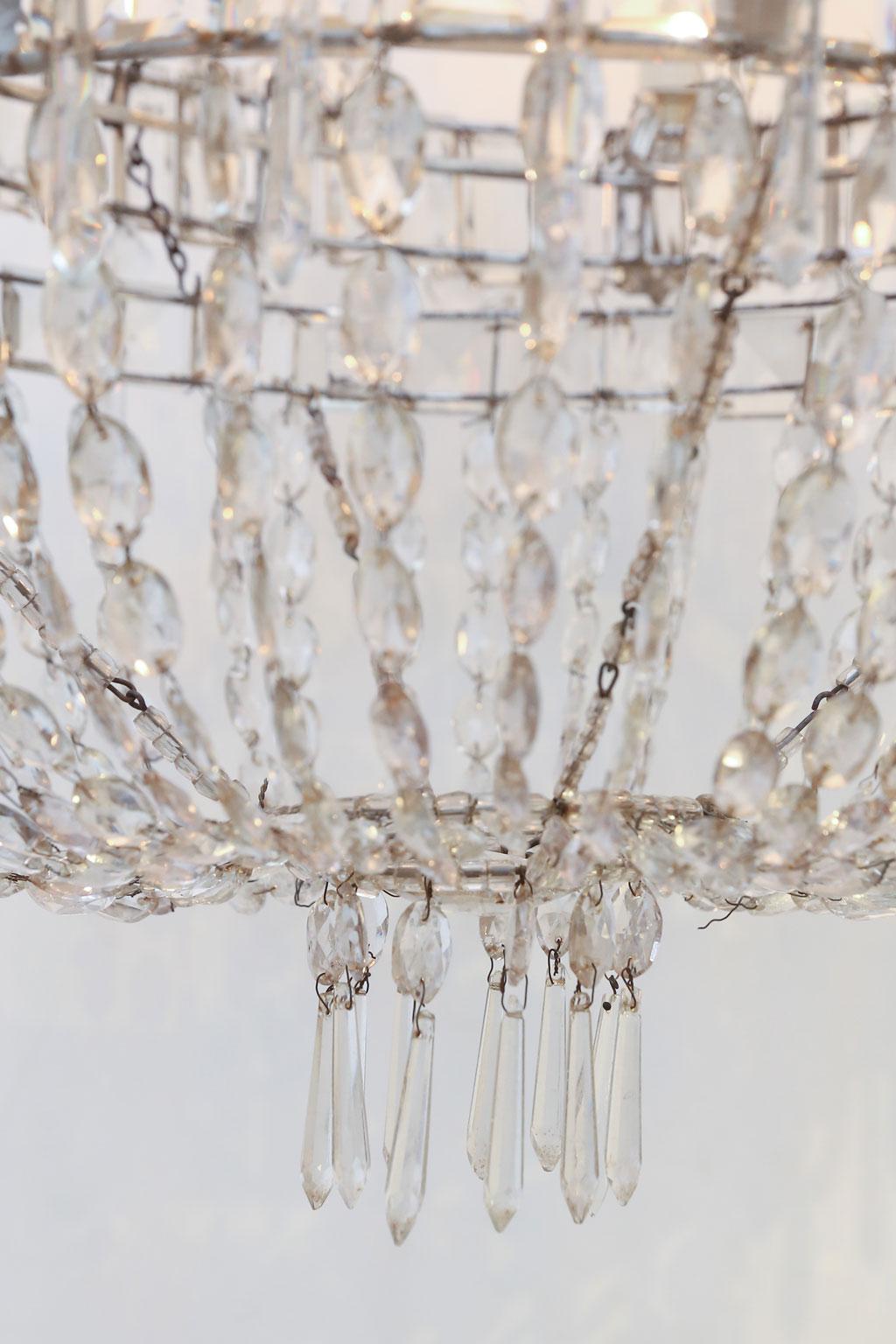 Italian Neoclassical Crystal Chandelier In Good Condition In Houston, TX