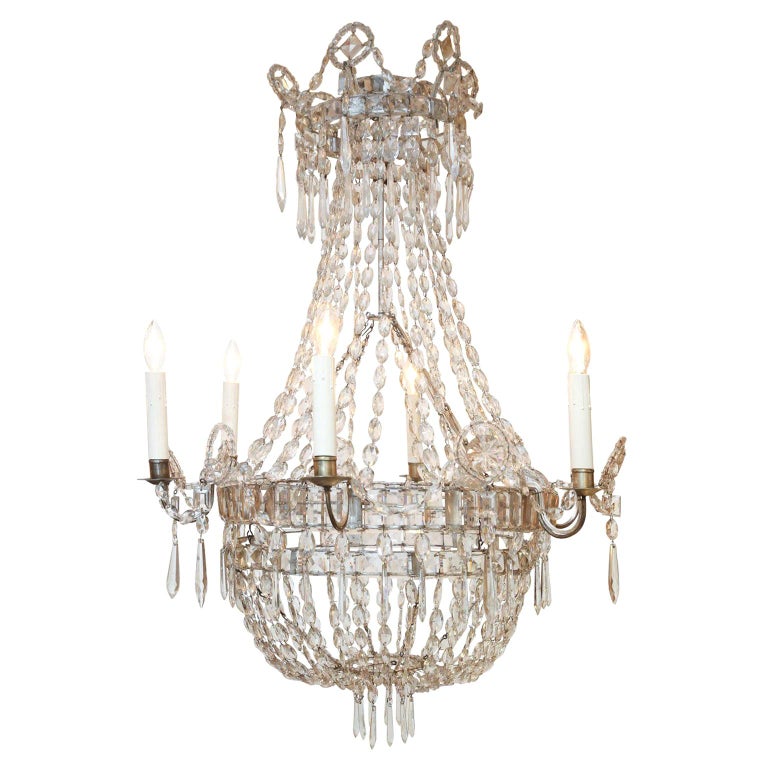 Italian Neoclassical Crystal Chandelier For Sale
