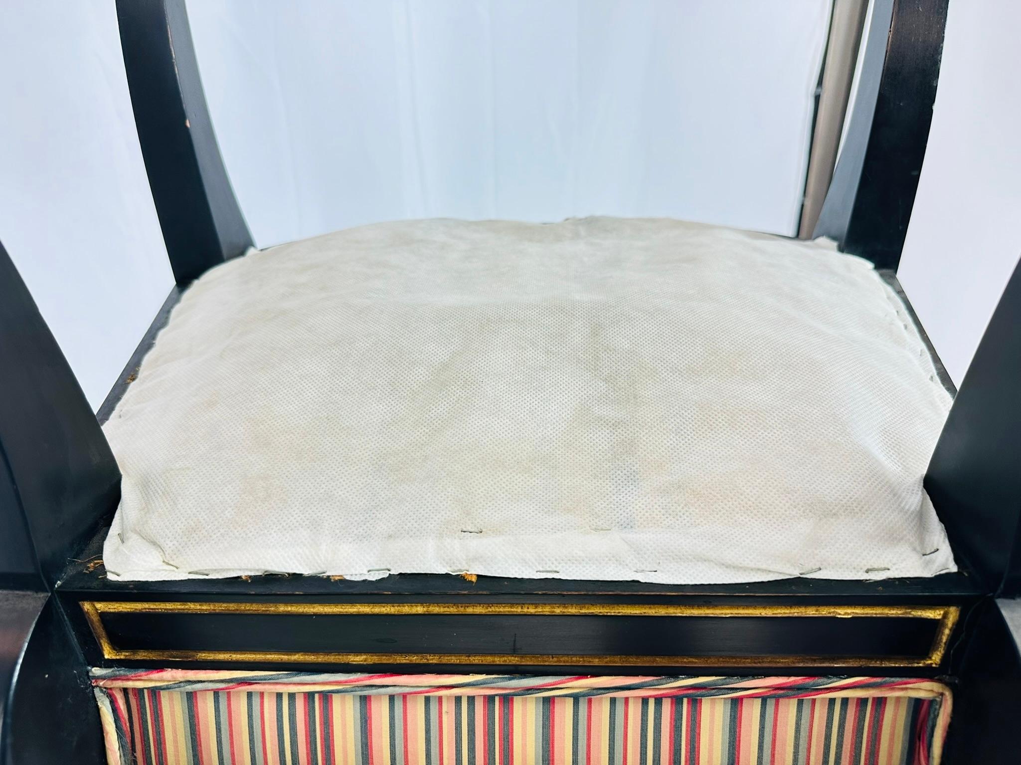 Italian Neoclassical Ebonized and Parcel Gilt Slipper Chairs For Sale 10