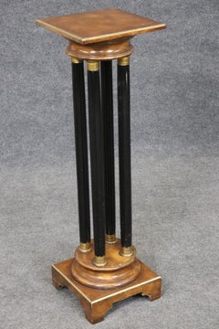 Italian Neoclassical Ebonized Brass Bound Four Column Pedestal