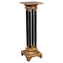 Italian Neoclassical Ebonized Brass Bound Four Column Pedestal