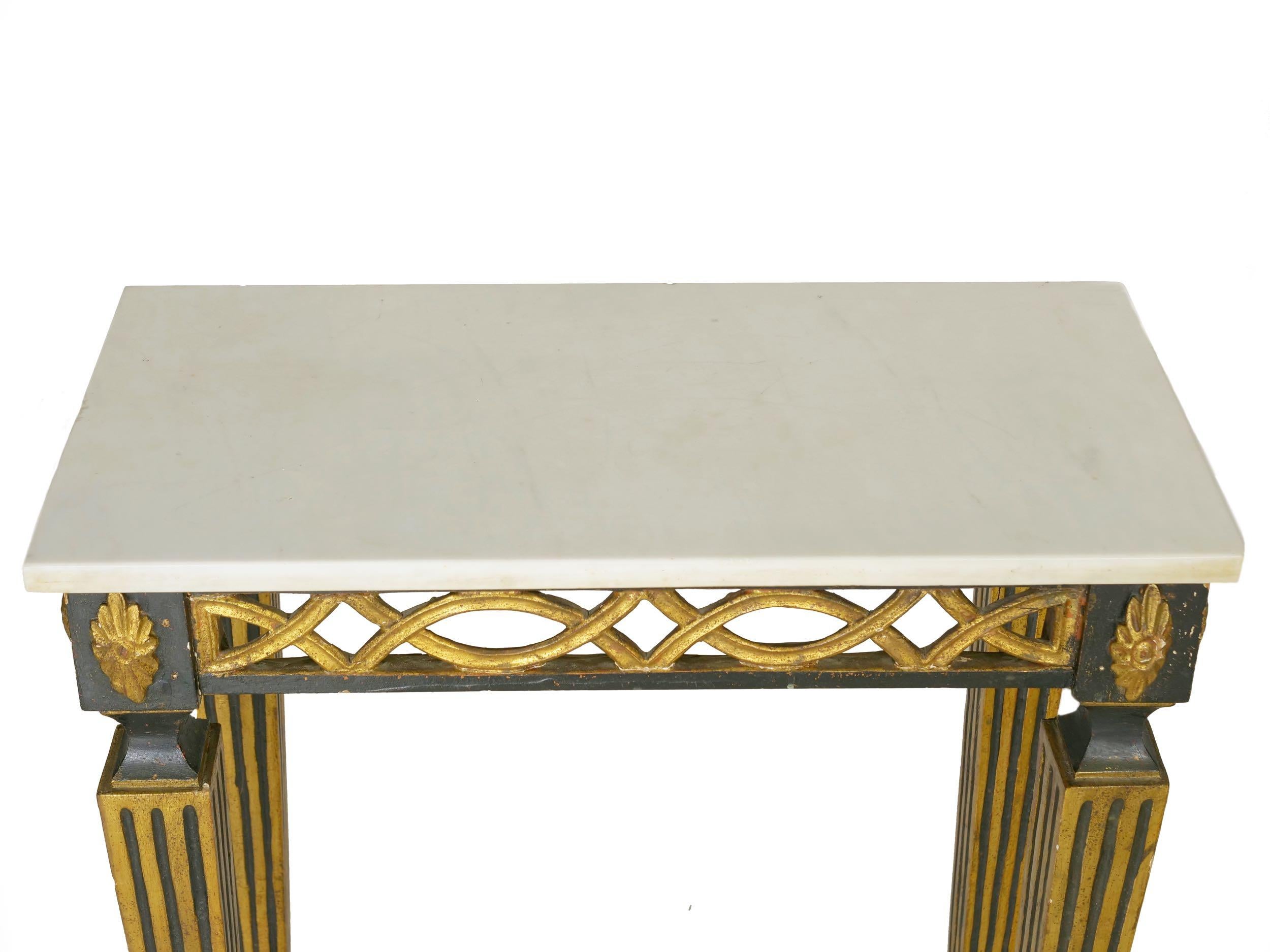 Italian Neoclassical Ebony Painted Marble-Top Console Table, 19th Century 9