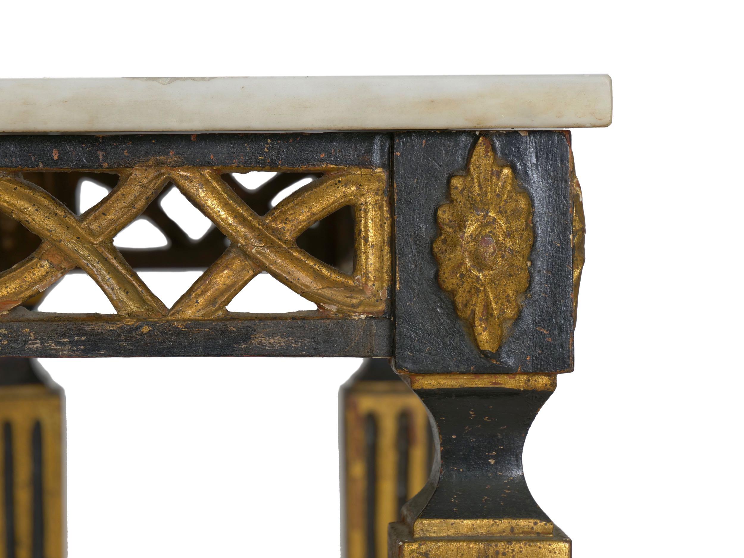 Italian Neoclassical Ebony Painted Marble-Top Console Table, 19th Century 11