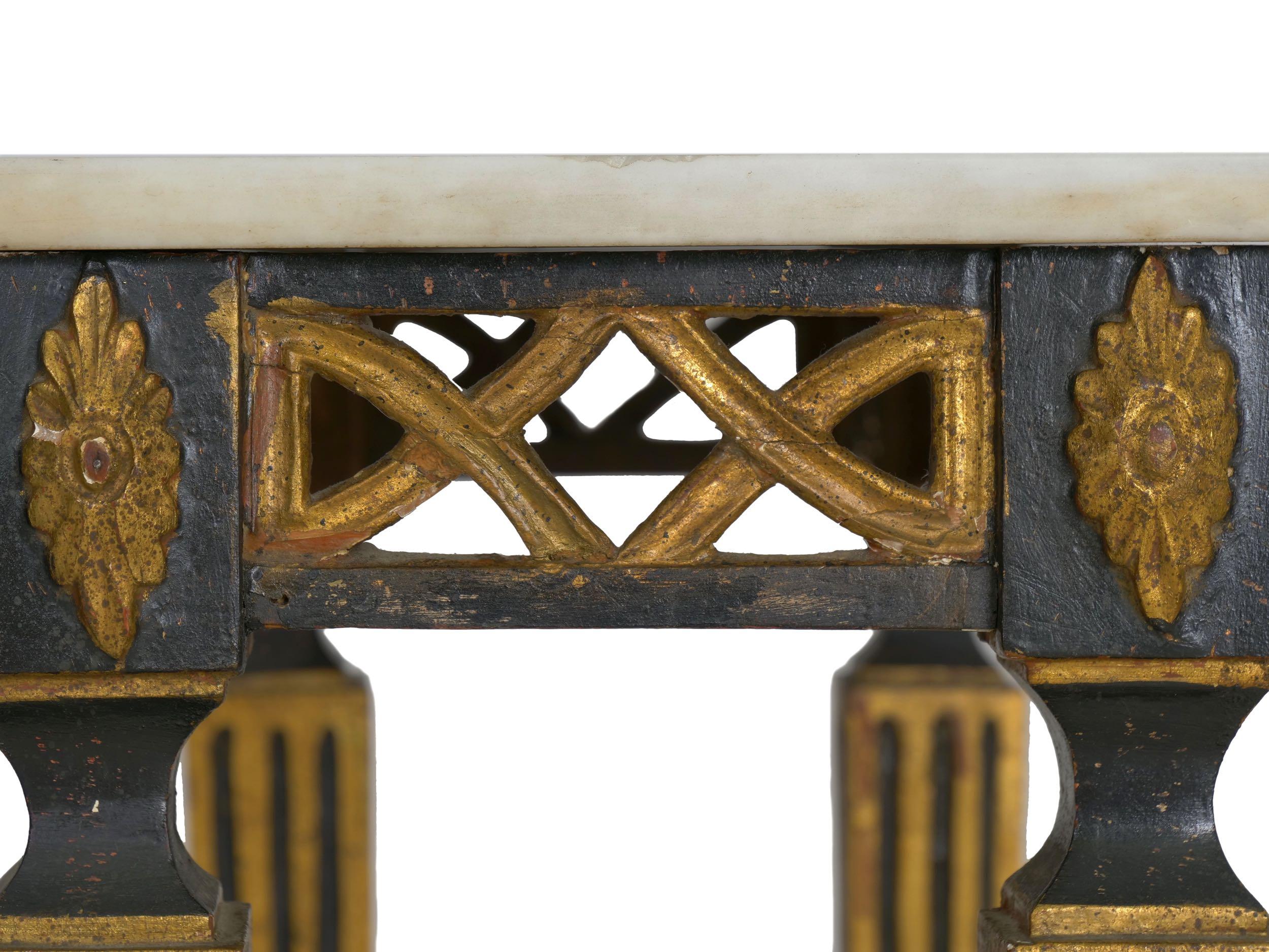 Italian Neoclassical Ebony Painted Marble-Top Console Table, 19th Century 12