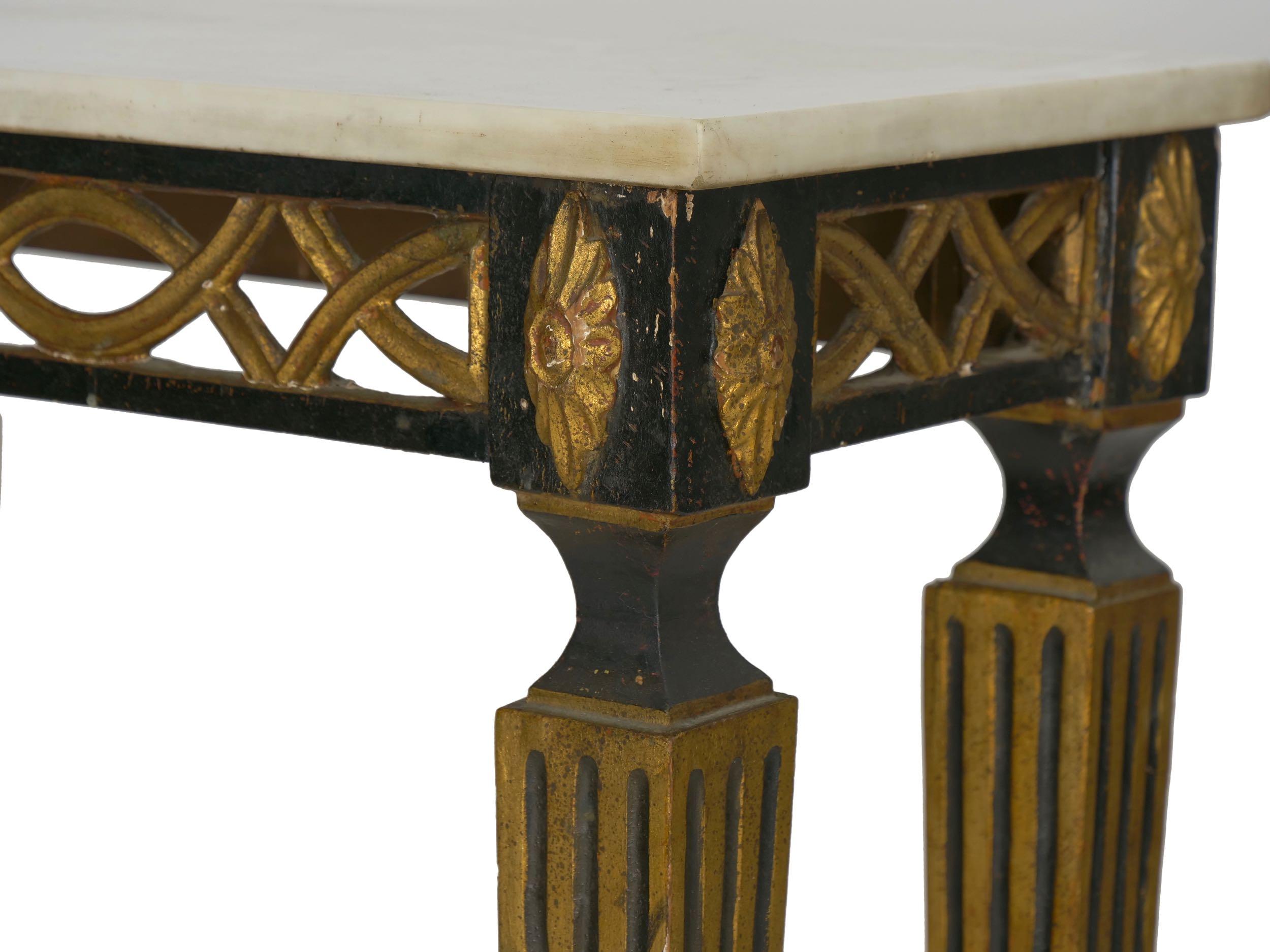 Italian Neoclassical Ebony Painted Marble-Top Console Table, 19th Century 15