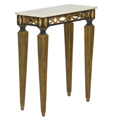 Italian Neoclassical Ebony Painted Marble-Top Console Table, 19th Century