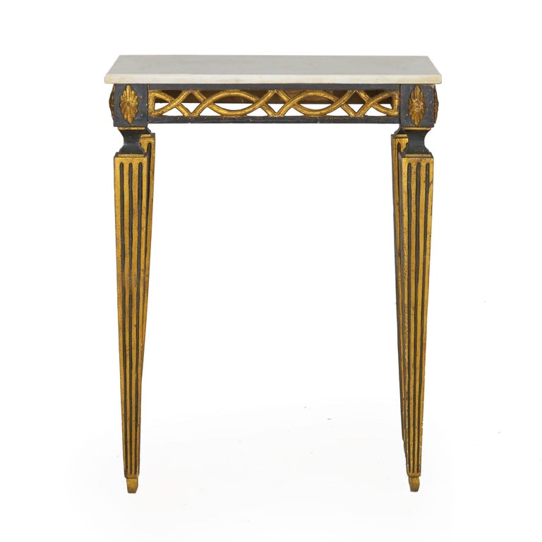 Italian Neoclassical Ebony Painted MarbleTop Console Table, 19th