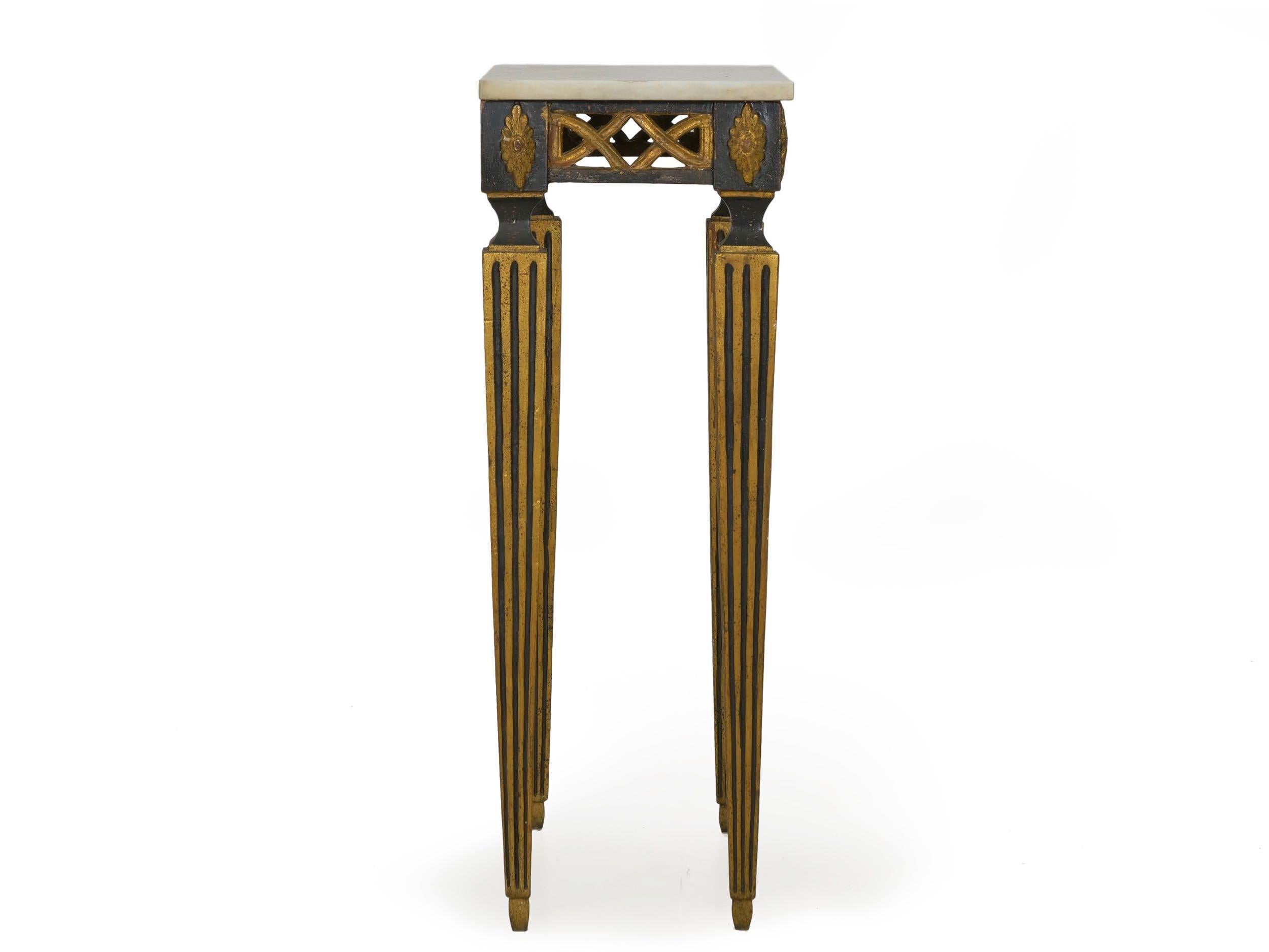 Italian Neoclassical Ebony Painted Marble-Top Console Table, 19th Century 1
