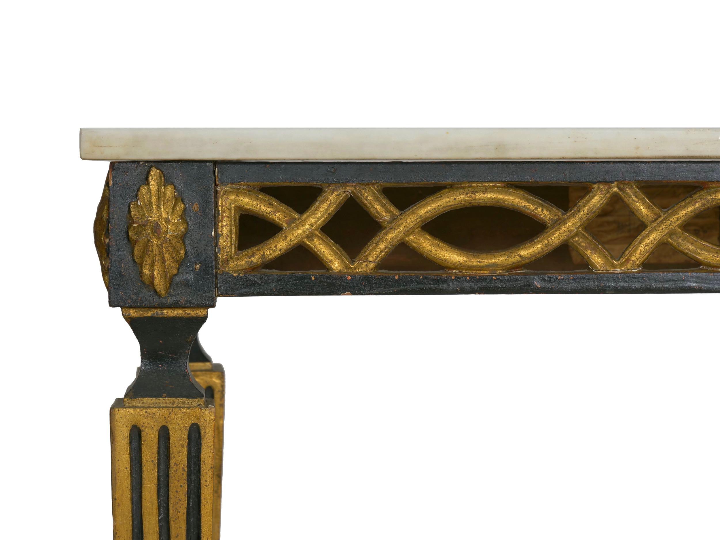 Italian Neoclassical Ebony Painted Marble-Top Console Table, 19th Century 3