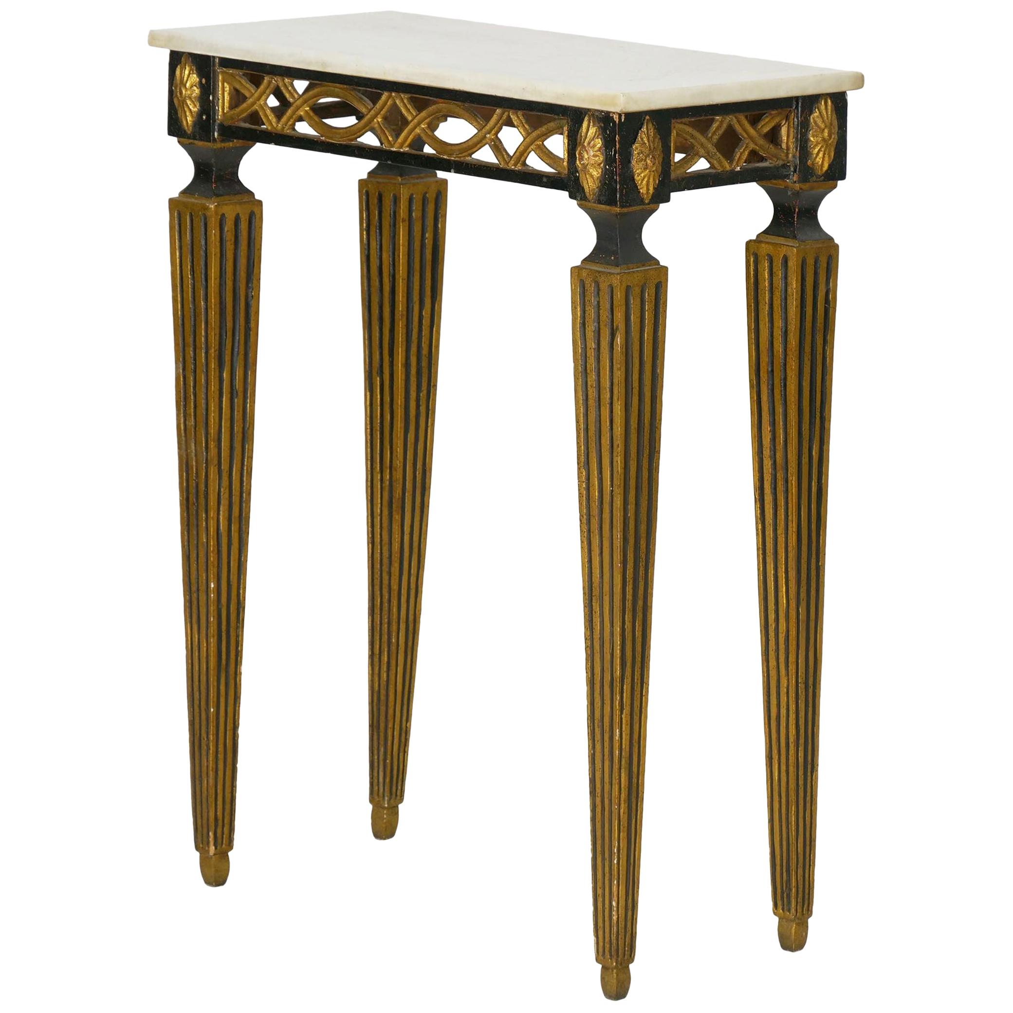 Italian Neoclassical Ebony Painted Marble-Top Console Table, 19th Century