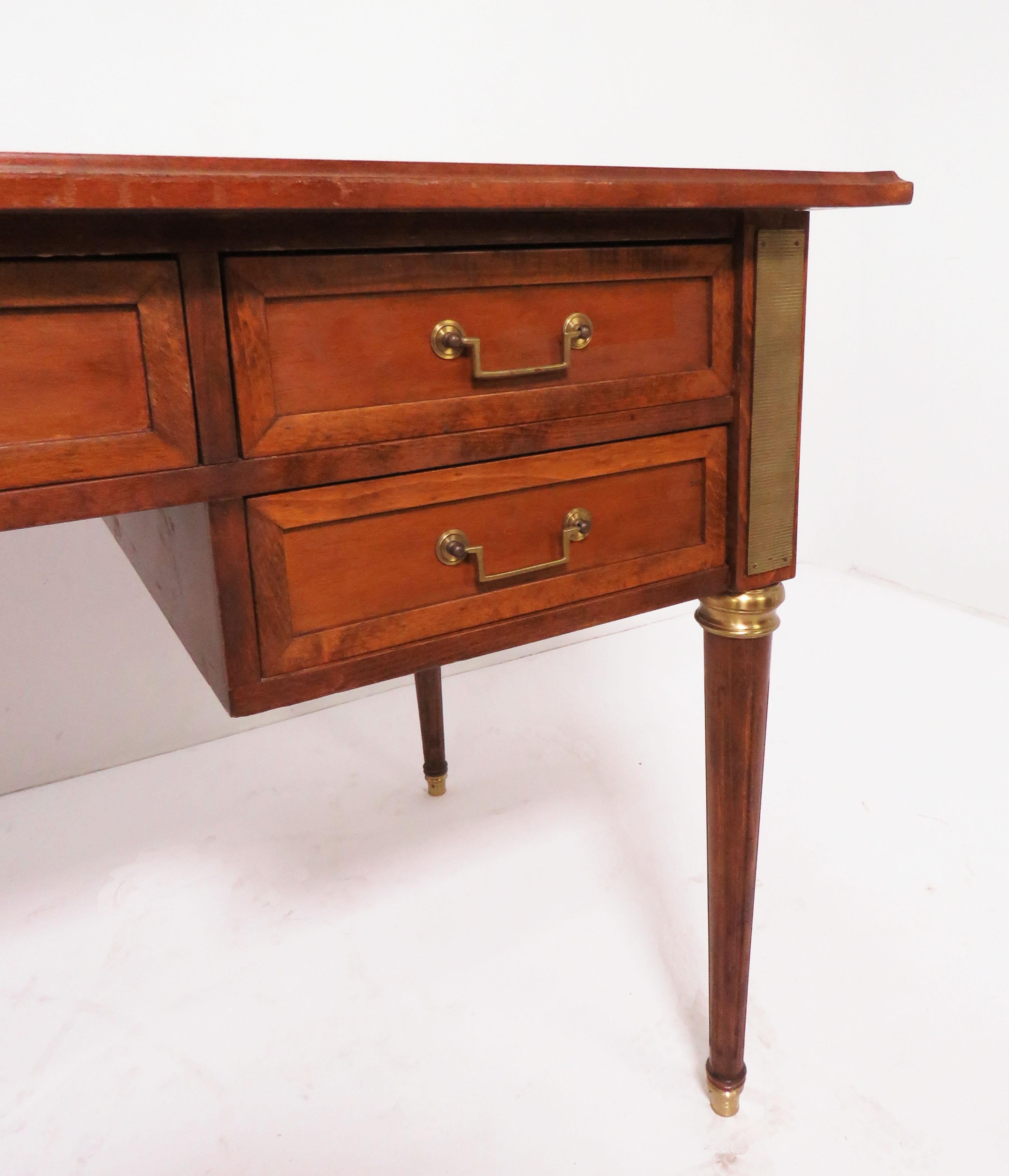 Brass Italian Neoclassical Executive Writing Desk with Leather Top, circa 1960s