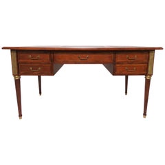 Italian Neoclassical Executive Writing Desk with Leather Top, circa 1960s