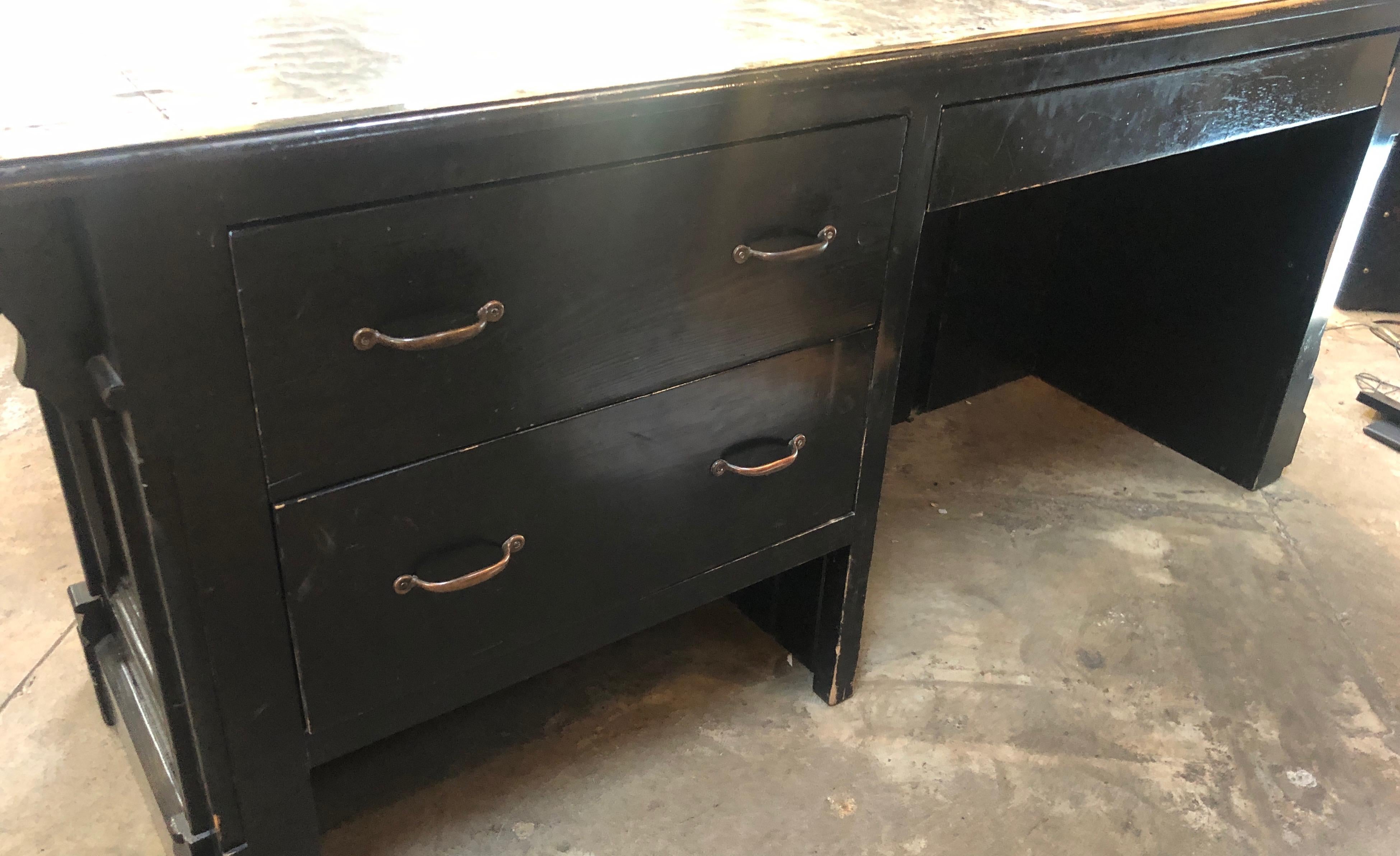 Italian Neoclassical Executive Writing Desk with Zinc Top, circa 1950s 6