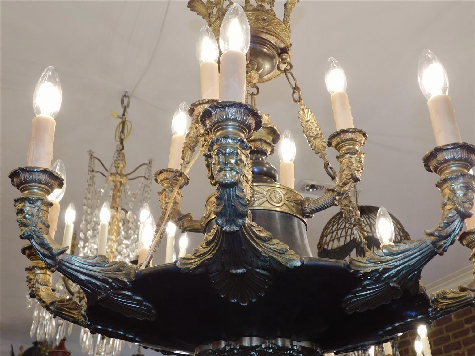 Italian Neoclassical Gilt Bronze Figural & Foliage Filigree Chandelier, C. 1815 For Sale 5
